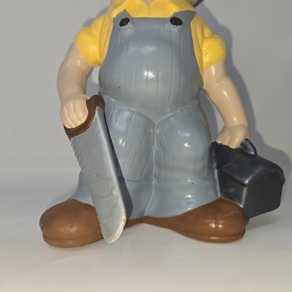 Vintage Atlantic Mold Smiley Boy Carpenter Handyman Plumber Vintage Blue Yellow - Picture 8 of 16